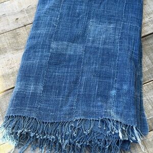 Vintage African Indigo Denim Mossi Mudcloth 73” L x 46” W Textile | No. 135